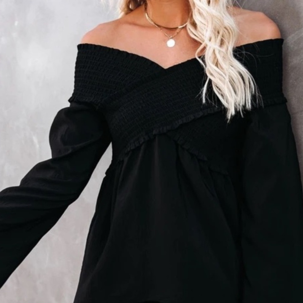 Vici Black Smocked Dress